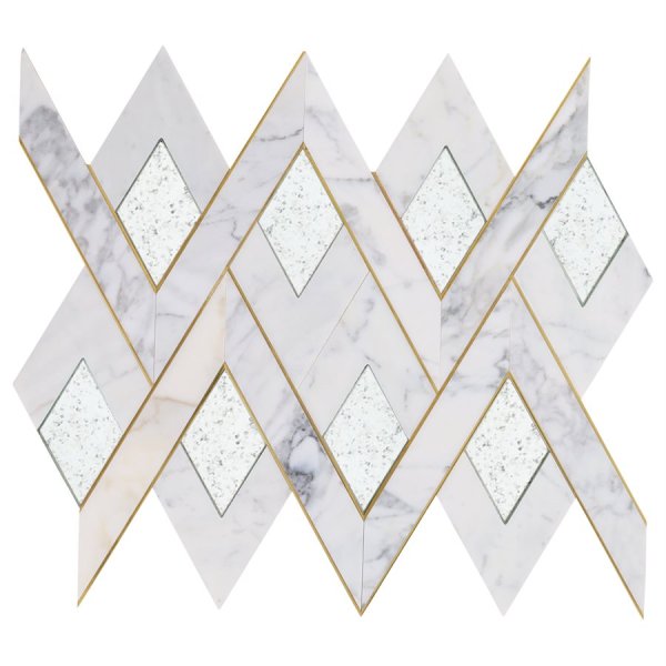 Fontane Mirror - Calacatta, Antique Mirror, & Brass