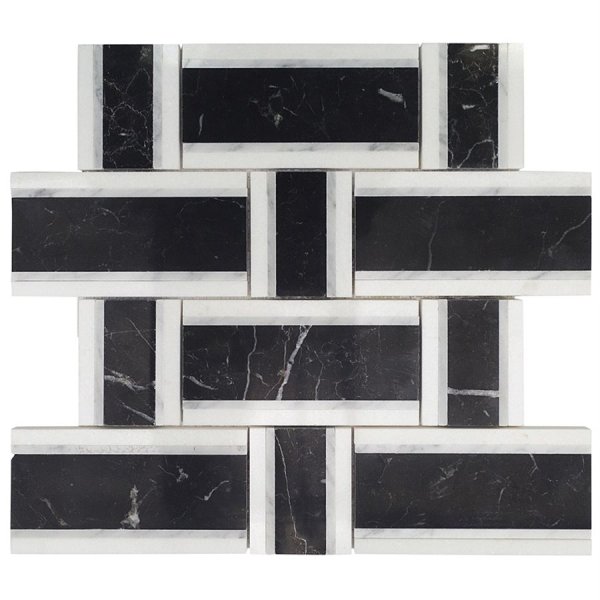 Interlace Nero Marquina, White Carrara & Thassos