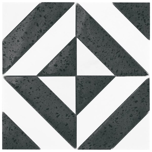 Minna Diagonals Bianca Pepper - Tibet White & Black Terrazzo