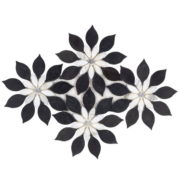 MJ Rain Flower - Black Jade, Calacatta with Calacatta Dot