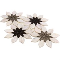 MJ Rain Flower - Wooden Beige, Taupe & Beige Glass