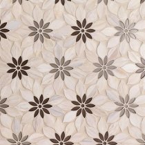 MJ Rain Flower - Wooden Beige, Taupe & Beige Glass