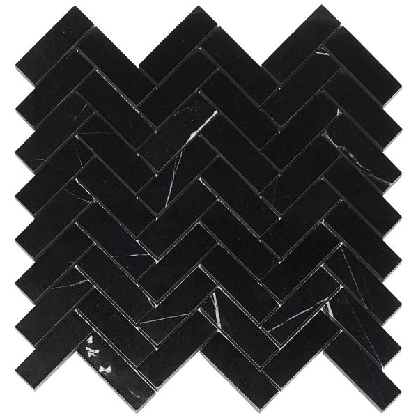 Nero Marquina 1x3 Herringbone