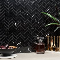 Nero Marquina 1x3 Herringbone