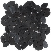 Pebblestone Alor Black Sliced Flat Oval Natural Stone