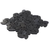 Pebblestone Alor Black Sliced Flat Oval Natural Stone