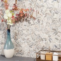 Pebblestone Prambanan Grey Sliced Flat Oval Natural Stone