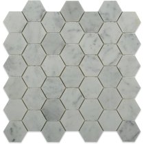 White Carrara 2″ Hexagon