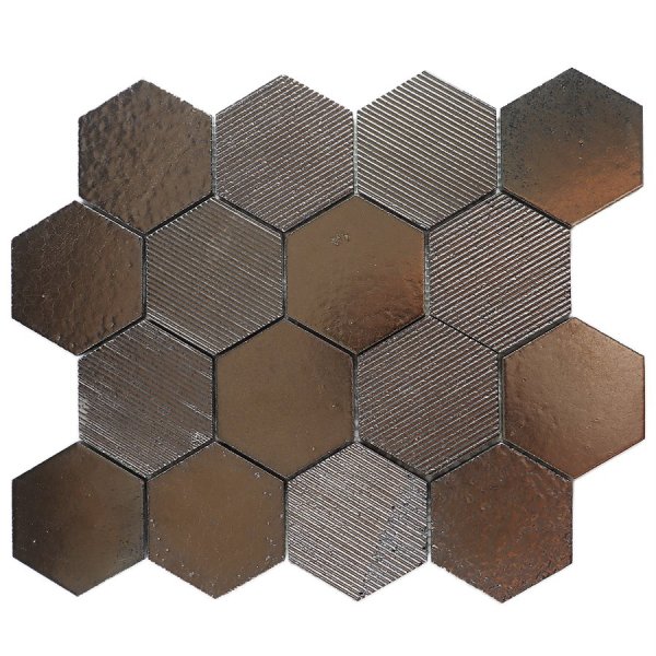 Art Lava Hexagon Textured Metallic Mix Bronze