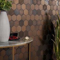 Art Lava Hexagon Textured Metallic Mix Bronze