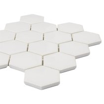 Baroque Glass Blanco White 3" Hexagon Polished