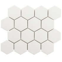 Baroque Glass Blanco White 3″ Hexagon Polished