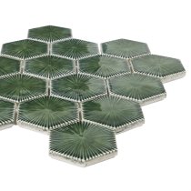 Baroque Glass Capri Green 3" Hexagon Polished