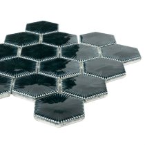 Baroque Glass Midnight Blue 3" Hexagon Polished