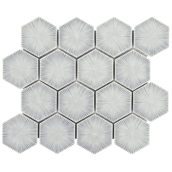 Baroque Glass Sky Blue 3" Hexagon Polished