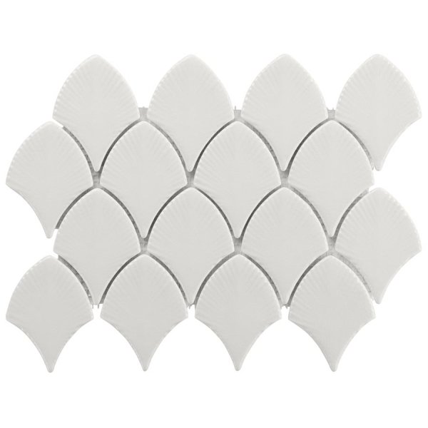 Baroque Glass Blanco White 3x4" Fishscale Polished