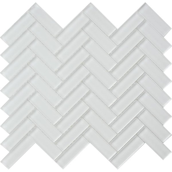 MIRAGE WHITE 1X3 HERRINGBONE GLOSS