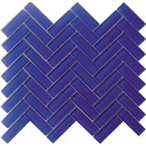 COBALT BLUE 1X3 HERRINGBONE GLOSS